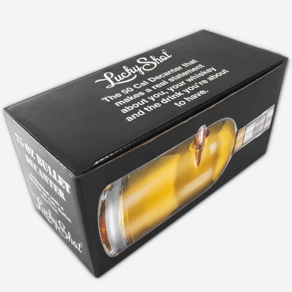 LUCKY SHOT Bullet Decanter Glass Bottle 50 CAL